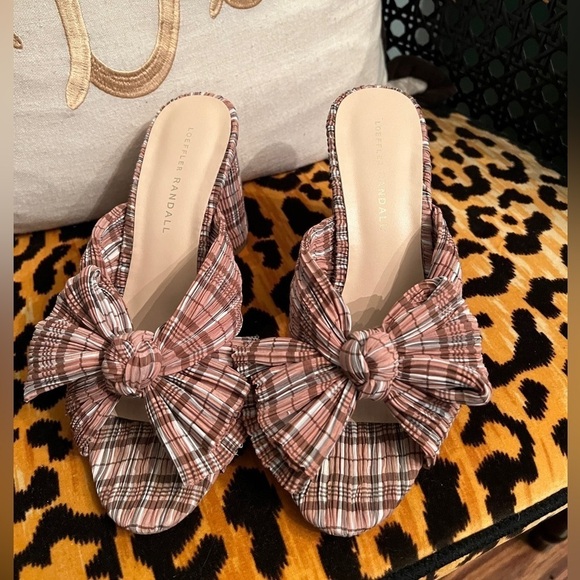 LOEFFLER RANDALL Penny Plaid Bow Heels Mules EUC - Picture 4 of 9